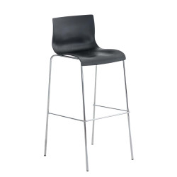 Lot de 2 tabourets de bar Hoover en plastique, structure à 4 pieds, chromé noir