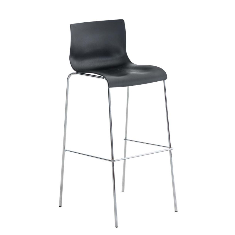 Lot de 2 tabourets de bar Hoover en plastique, structure à 4 pieds, chromé noir