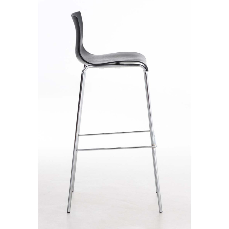 Lot de 2 tabourets de bar Hoover en plastique, structure à 4 pieds, chromé noir