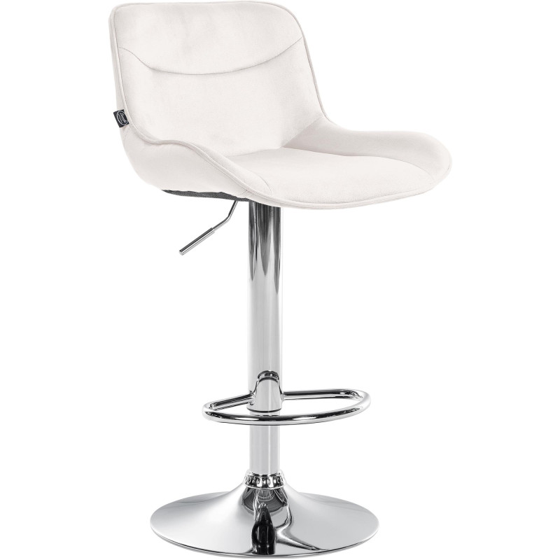 Tabouret de bar Vonore velours chrome crème