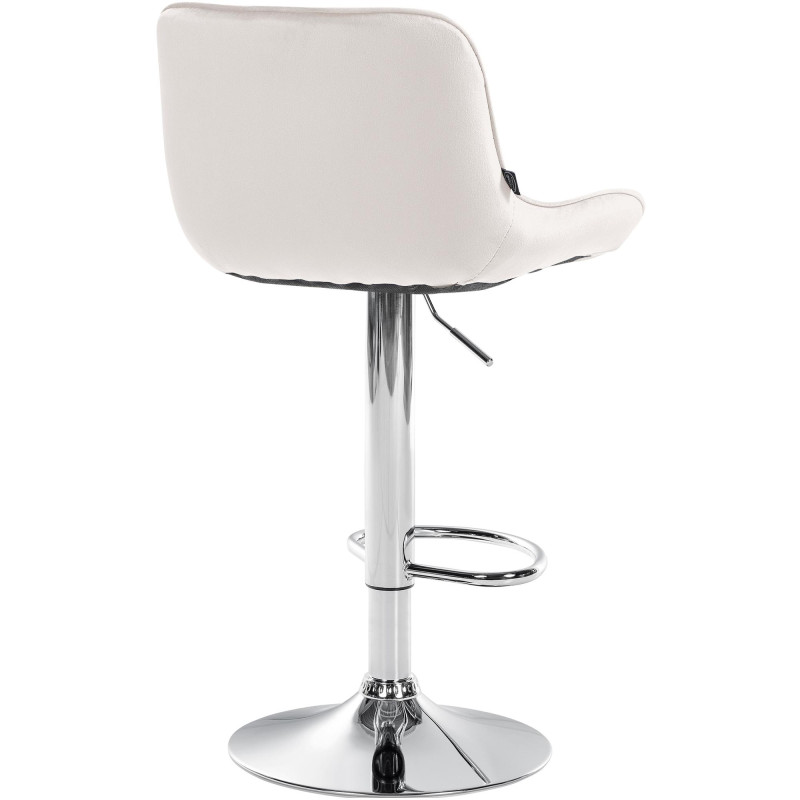 Tabouret de bar Vonore velours chrome crème
