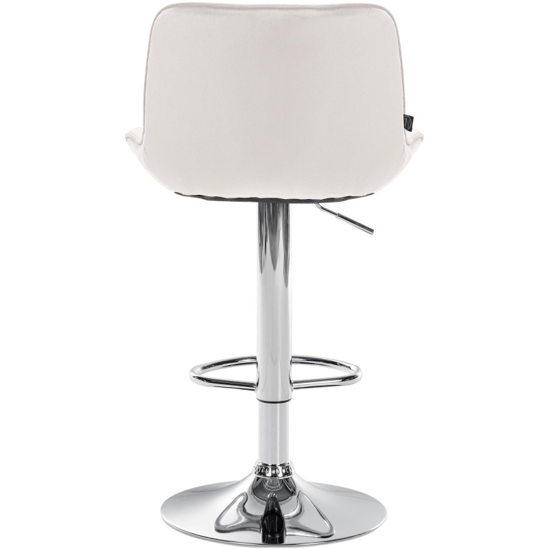 Tabouret de bar Vonore velours chrome crème