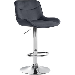 Tabouret de bar Vonore, velours, chrome noir
