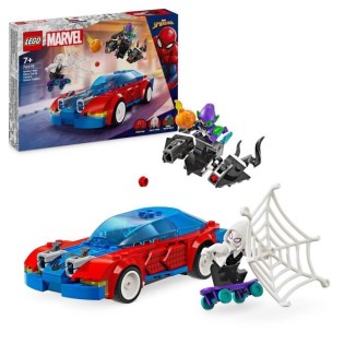 LEGO 76279 Marvel La Voiture de Course de Spider-Man contre le Bouffon Vert Venomisé, Jouet avec Minifigurines de Super-héros