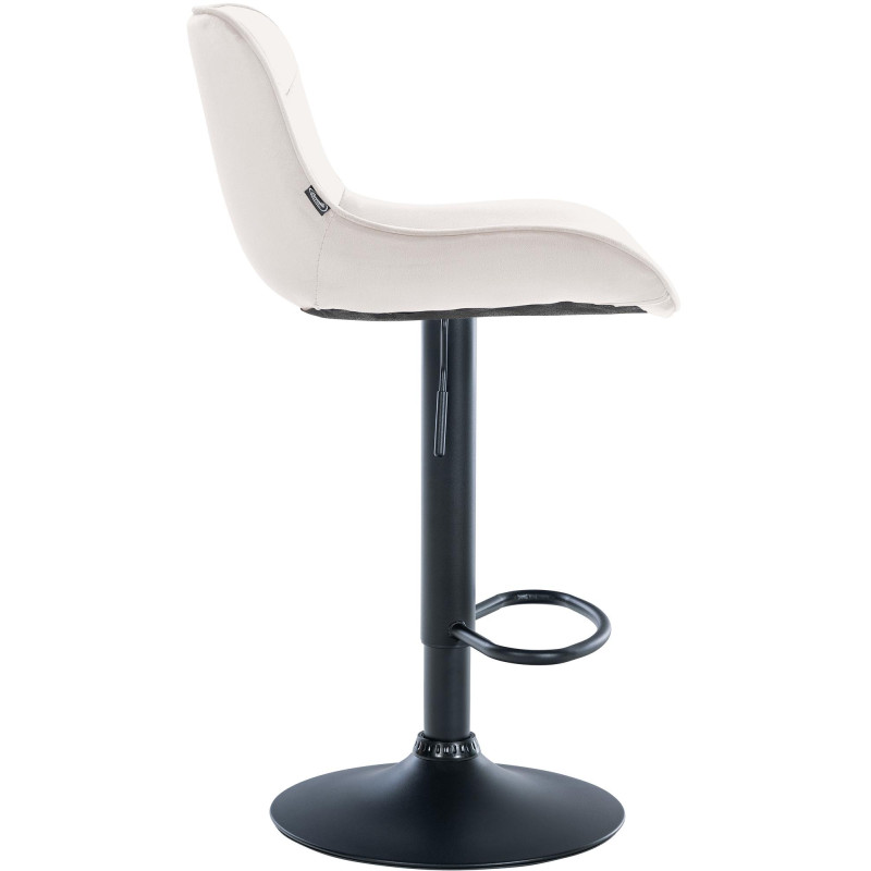 Tabouret de bar Vonore velours noir crème