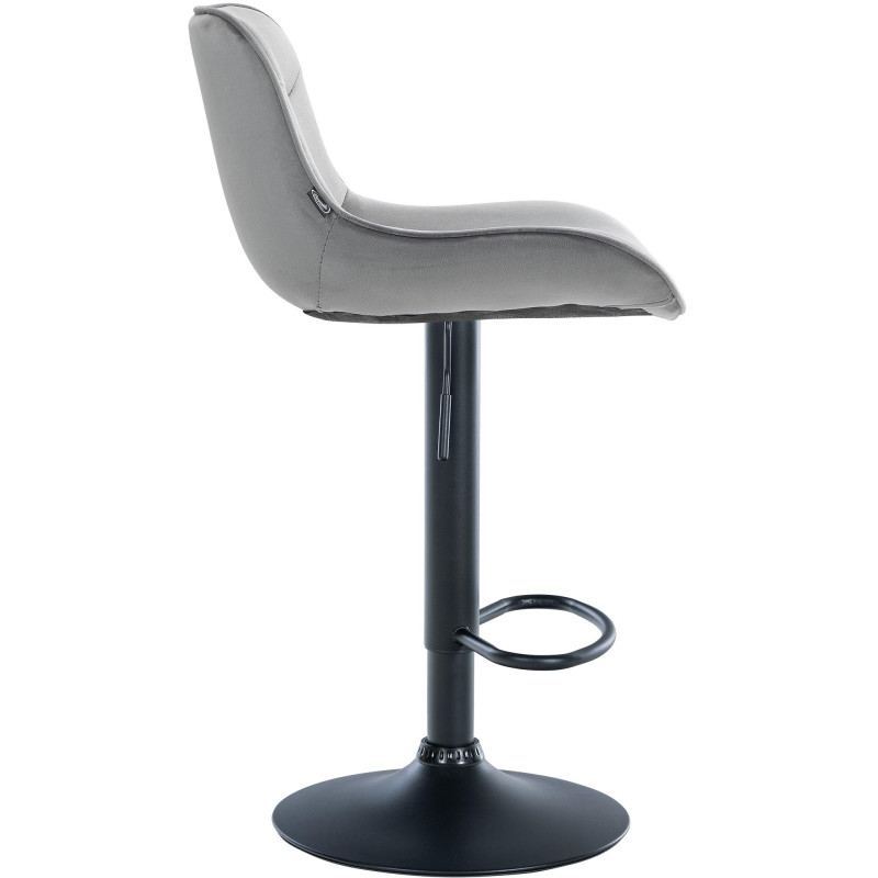Tabouret de bar Vonore en velours noir gris