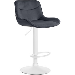 Tabouret de bar Vonore velours blanc noir