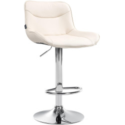 Tabouret de bar Vonore, similicuir, chrome crème