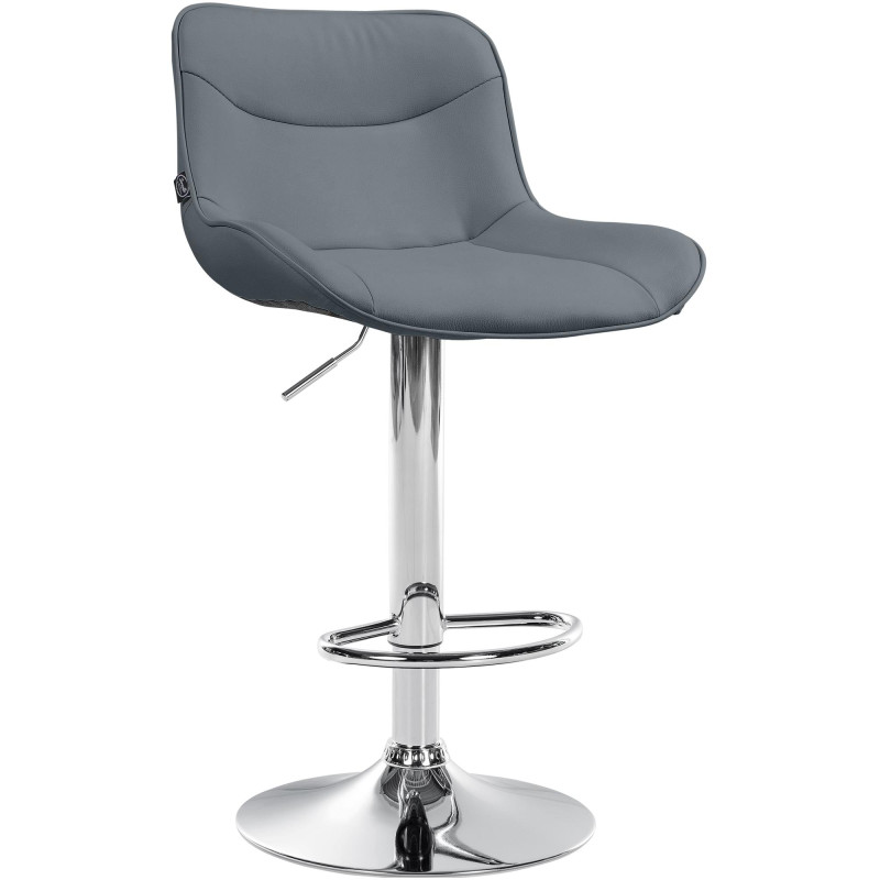 Tabouret de bar Vonore, similicuir, chrome gris