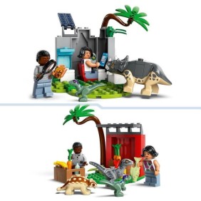 LEGO 76963 Jurassic World Le Centre de Sauvetage des Bébés Dinosaures, Jouet avec Figurines Triceratops et Velociraptor