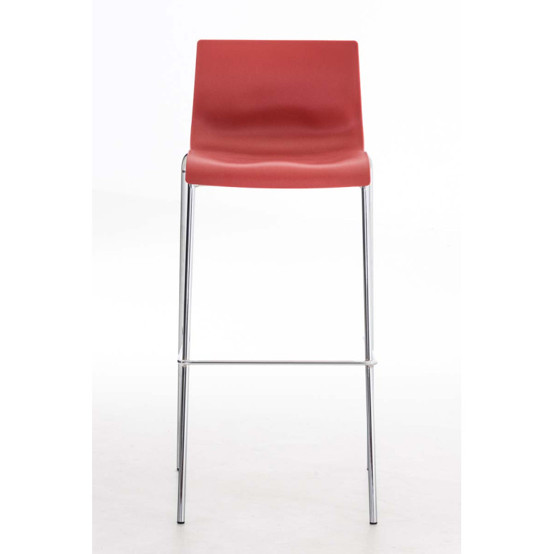 Lot de 2 tabourets de bar Hoover en plastique, structure à 4 pieds, chrome rouge
