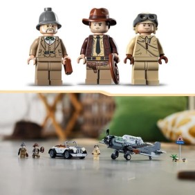 LEGO Indiana Jones 77012 La Poursuite en Avion de Combat, Jouet avec Maquette Avion et Voiture