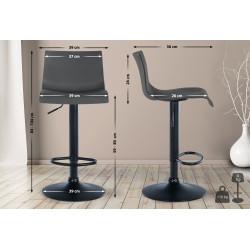 Lot de 2 tabourets de bar en plastique Branford gris