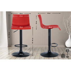 Lot de 2 tabourets de bar en plastique Branford rouge