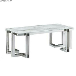 Table Basse DKD Home Decor Blanc Argenté Verre Acier 120 x 60 x 45 cm