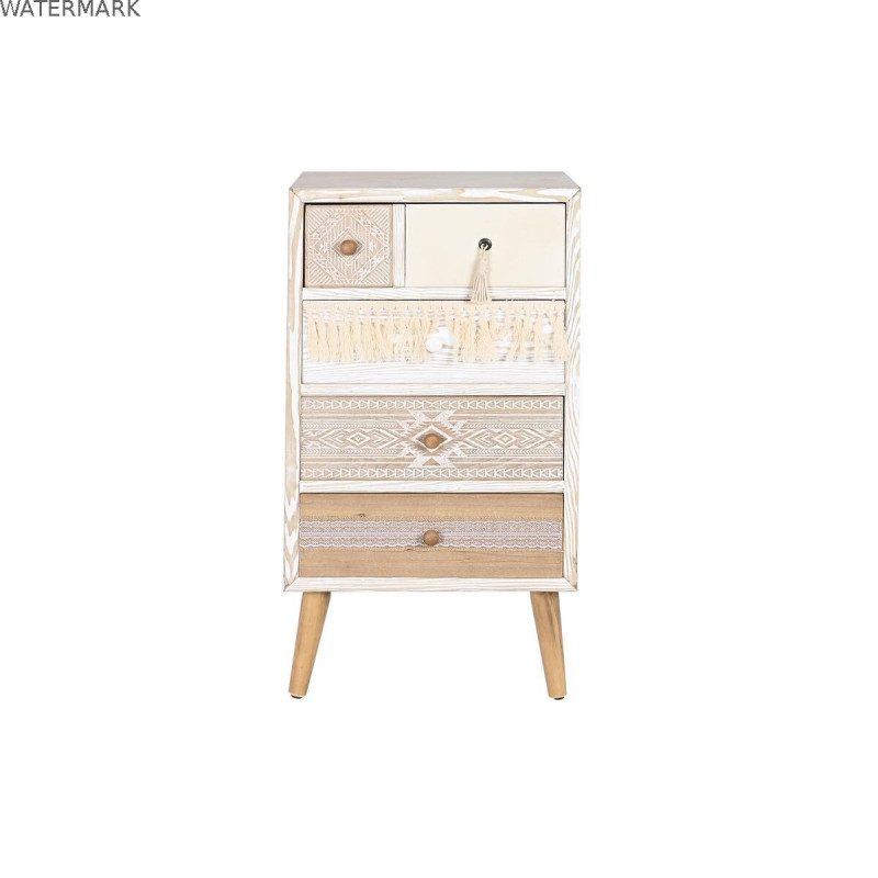 Caisson à Tiroirs DKD Home Decor Sapin Naturel Coton Blanc (48 x 35 x 89 cm)