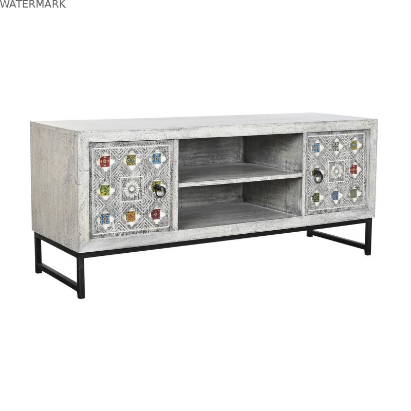 Meubles de télévision DKD Home Decor Blanc Beige Gris Multicouleur Céramique Bois de manguier 130 x 40 x 56 cm Meubles de télévision DKD Home Decor Blanc Beige Gris Multicouleur Céramique Bois de manguier 130 x 40 x 56 cm