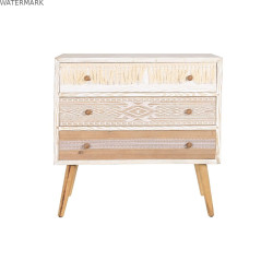 Commode DKD Home Decor Sapin Naturel Coton Blanc (80 x 35 x 80 cm)