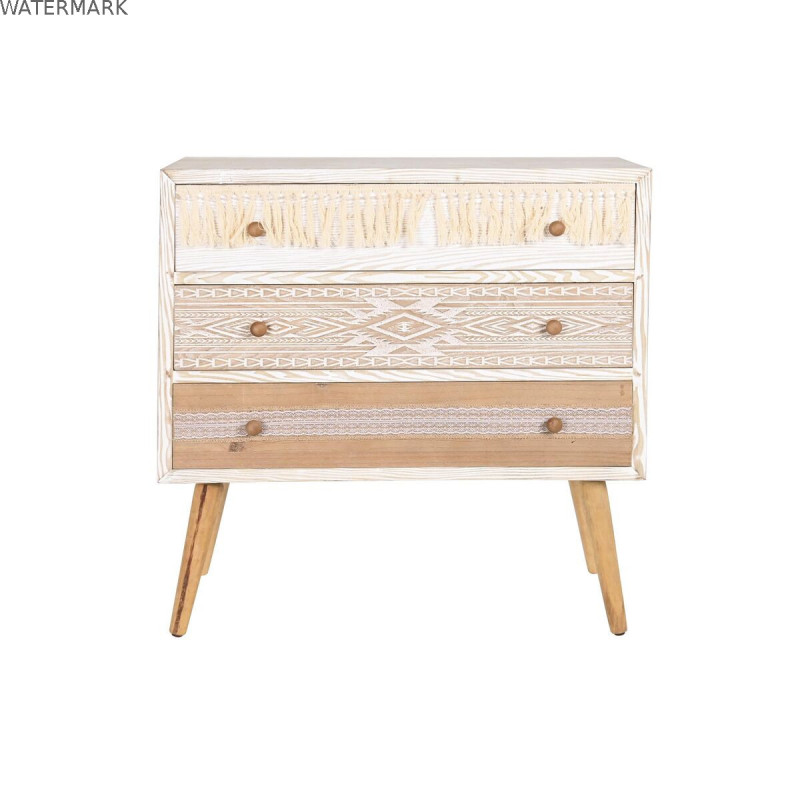 Commode DKD Home Decor Sapin Naturel Coton Blanc (80 x 35 x 80 cm)