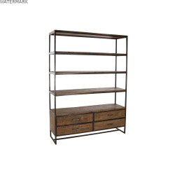 Étagère DKD Home Decor Noir Métal Marron Acacia 145 x 35 x 190 cm