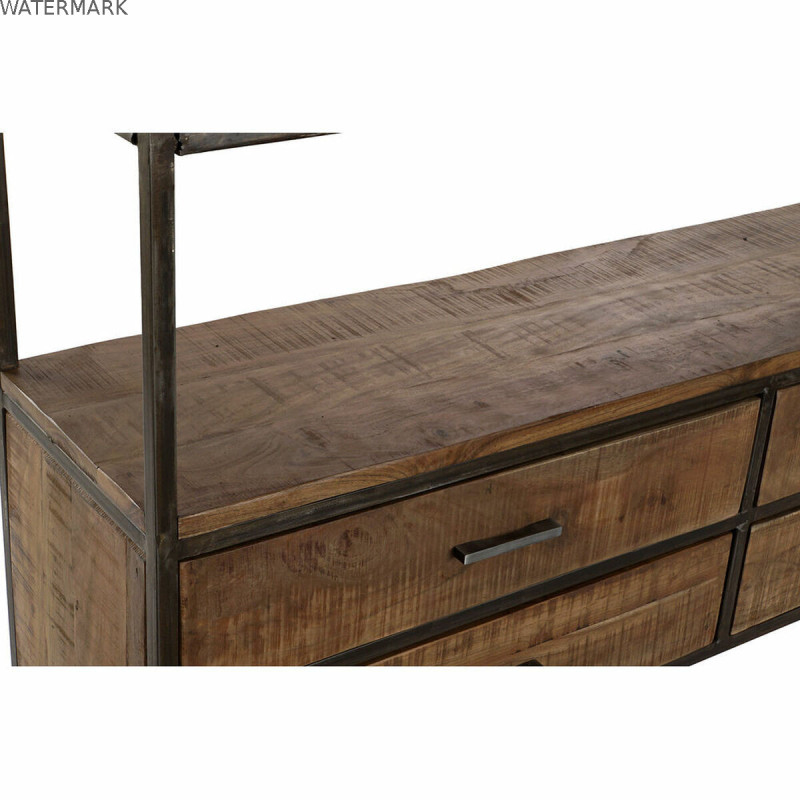 Étagère DKD Home Decor Noir Métal Marron Acacia 145 x 35 x 190 cm