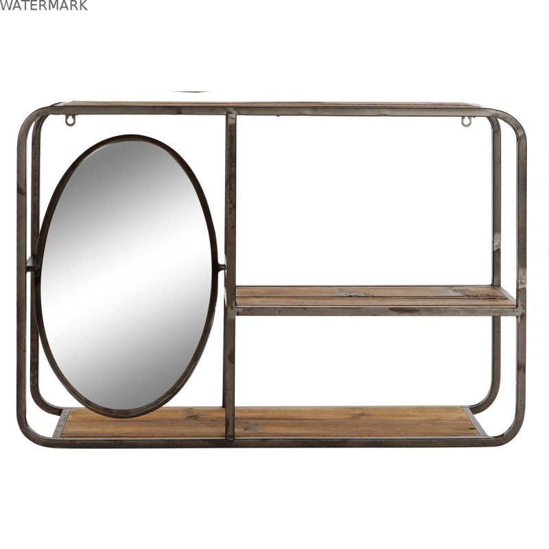Étagère DKD Home Decor Noir Brun foncé Bois Métal Miroir 73 x 19 x 50 cm