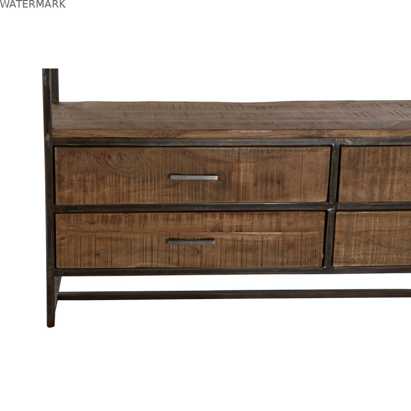 Étagère DKD Home Decor Noir Métal Marron Acacia 145 x 35 x 190 cm