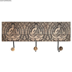 Portemanteau DKD Home Decor Métal Bois de manguier Naturel Buda Oriental 38 x 6 x 18 cm