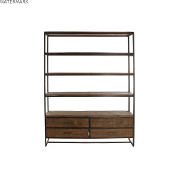 Étagère DKD Home Decor Noir Métal Marron Acacia 145 x 35 x 190 cm