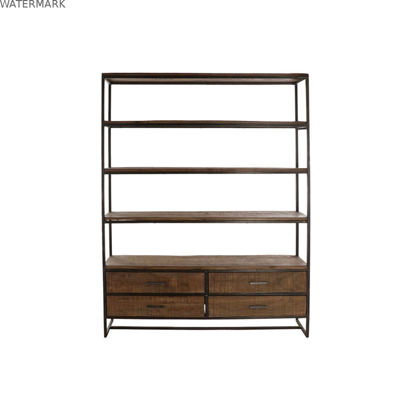 Étagère DKD Home Decor Noir Métal Marron Acacia 145 x 35 x 190 cm
