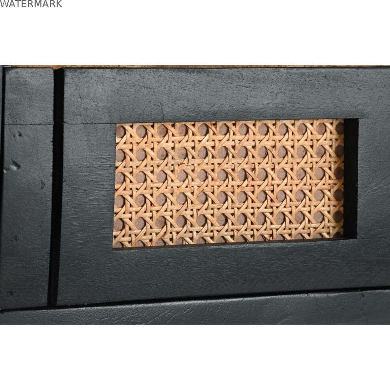 Meubles de télévision DKD Home Decor Noir Rotin Bois de manguier (145,5 x 40,5 x 60 cm)
