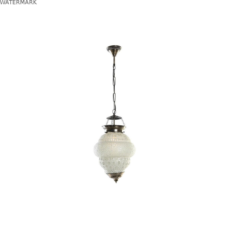 Suspension DKD Home Decor Blanc Métal Verre 25 W 23 x 23 x 33 cm