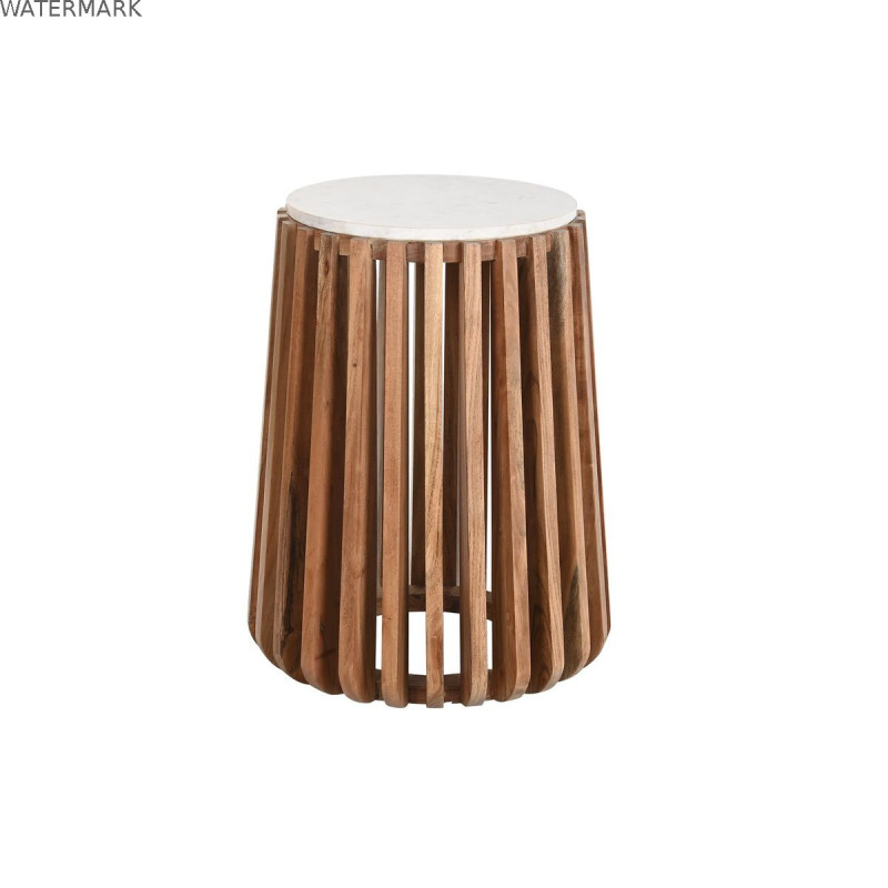 Table d'appoint DKD Home Decor Blanc Naturel Marbre Bois de manguier 47 x 47 x 58 cm Table d'appoint DKD Home Decor Blanc Naturel Marbre Bois de manguier 47 x 47 x 58 cm