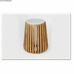 Table d'appoint DKD Home Decor Blanc Naturel Marbre Bois de manguier 47 x 47 x 58 cm