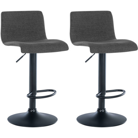 Lot de 2 tabourets de bar Branford en tissu gris foncé