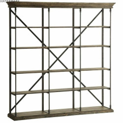 Étagère DKD Home Decor Sheesham Marron Brun foncé Gris clair Bois Métal 213 x 43 x 220 cm