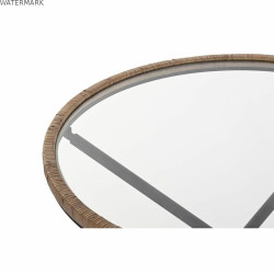 Table d'appoint DKD Home Decor 80 x 80 x 48 cm Verre Naturel Argenté Noir Métal