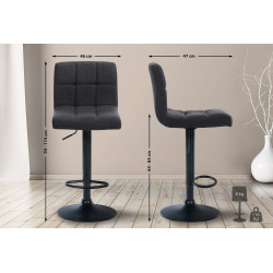 Lot de 2 tabourets de bar Calma en tissu noir gris foncé