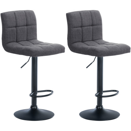 Lot de 2 tabourets de bar Calma en tissu noir gris clair