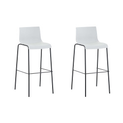 Lot de 2 tabourets de bar en plastique Hoover avec cadre à 4 pieds blanc