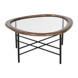 Table Basse Home ESPRIT Marron Noir Naturel Verre Bois d'épicéa 76 x 81 x 38 cm