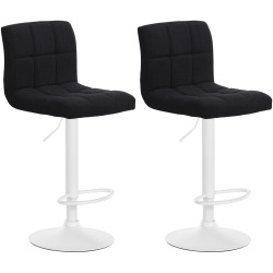 Lot de 2 tabourets de bar Calma tissu blanc noir
