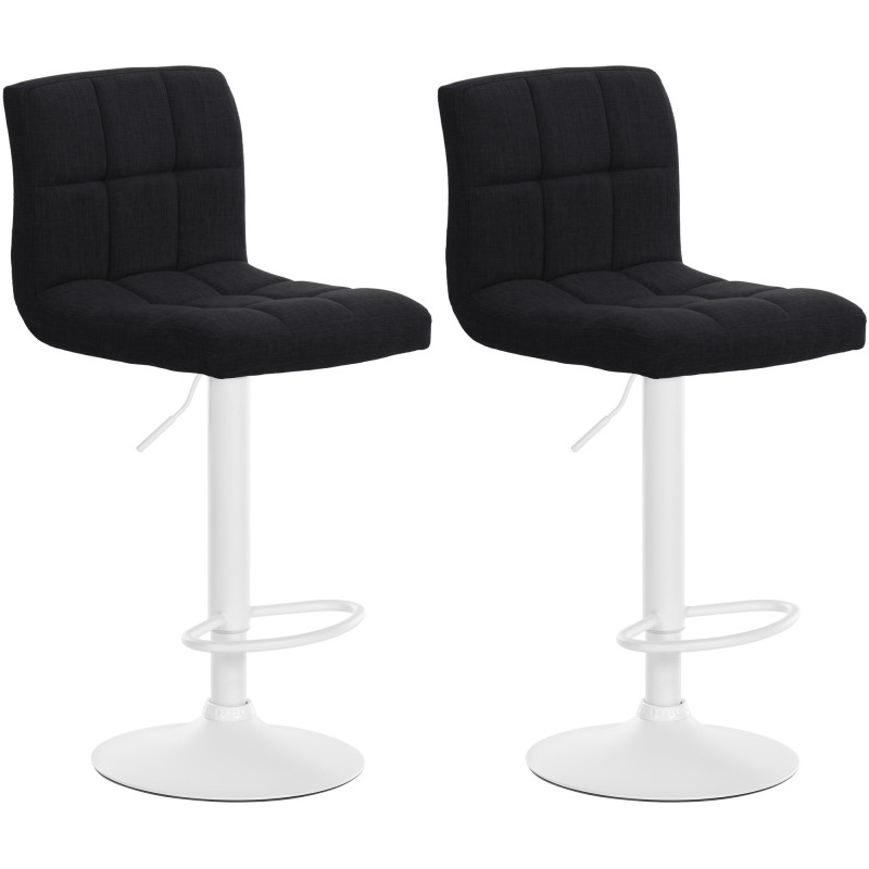 Ensemble de 2 tabourets de bar Calma, tissu blanc noir