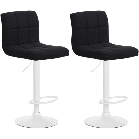 Lot de 2 tabourets de bar Calma tissu blanc noir