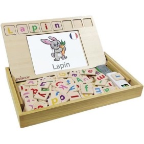 LEXIBOOK - Bio Toys - L'Ecole des mots bilingue Français / Anglais – Jeu en Bois