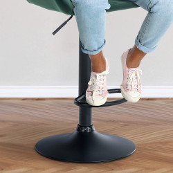 Lot de 2 tabourets de bar Braga en velours noir vert foncé