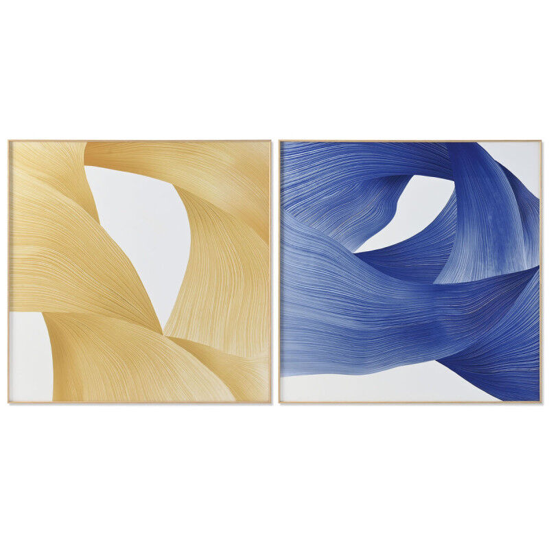 Cadre Home ESPRIT Jaune Bleu Moderne 120 x 3,5 x 120 cm (2 Unités)