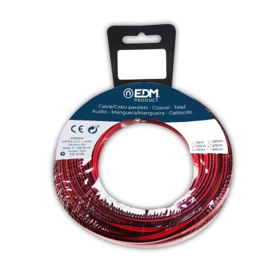 Câble audio EDM 2 x 0,75 mm Rouge/Noir 15 m