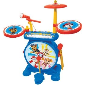 Pat' Patrouille - Batterie Électronique pour enfant - Lumineuse - Complete 3 en 1 - Clavier, cymbales et tabouret - LEXIBOOK