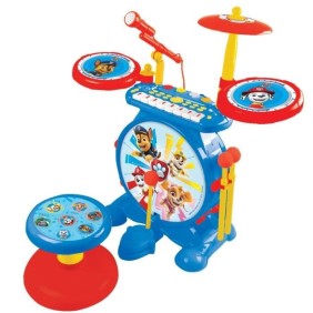 Pat' Patrouille - Batterie Électronique pour enfant - Lumineuse - Complete 3 en 1 - Clavier, cymbales et tabouret - LEXIBOOK